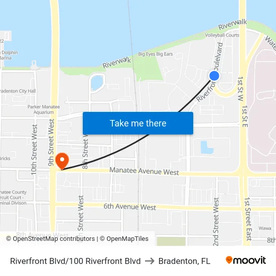 Riverfront Blvd/100 Riverfront Blvd to Bradenton, FL map