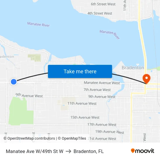 Manatee Ave W/49th St W to Bradenton, FL map