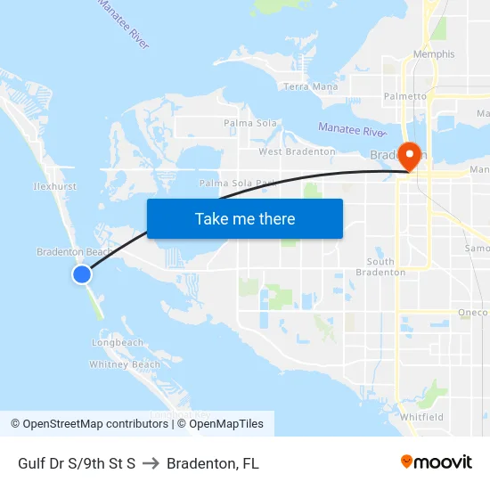 Gulf Dr S/9th St S to Bradenton, FL map