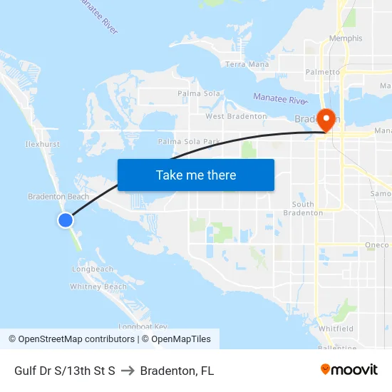 Gulf Dr S/13th St S to Bradenton, FL map