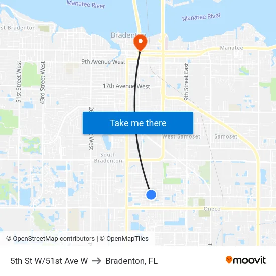 5th St W/51st Ave W to Bradenton, FL map