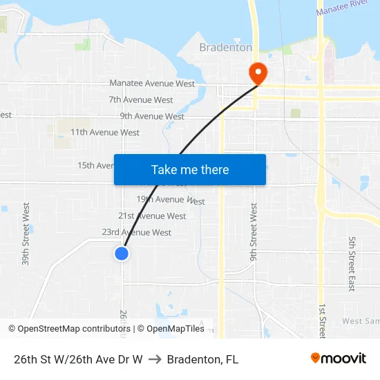 26th St W/26th Ave Dr W to Bradenton, FL map