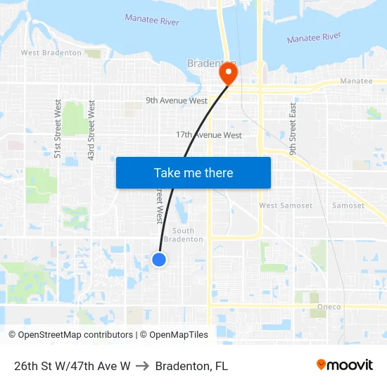26th St W/47th Ave W to Bradenton, FL map