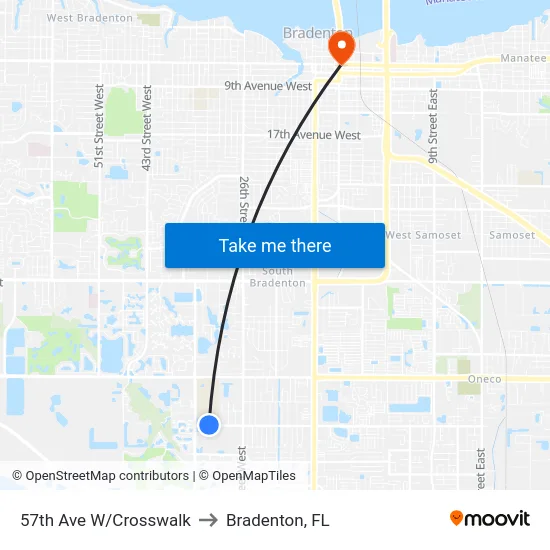 57th Ave W/Crosswalk to Bradenton, FL map
