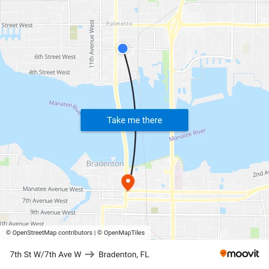7th St W/7th Ave W to Bradenton, FL map