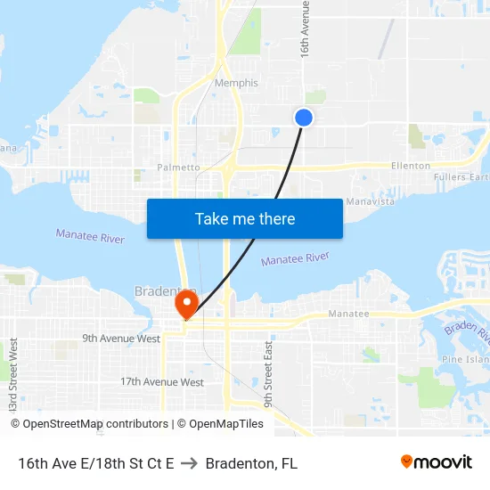 16th Ave E/18th St Ct E to Bradenton, FL map
