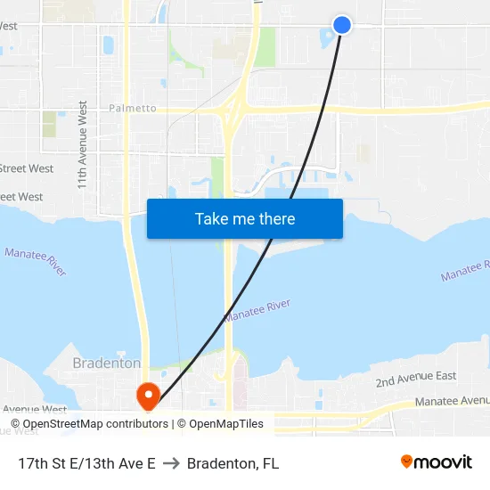 17th St E/13th Ave E to Bradenton, FL map