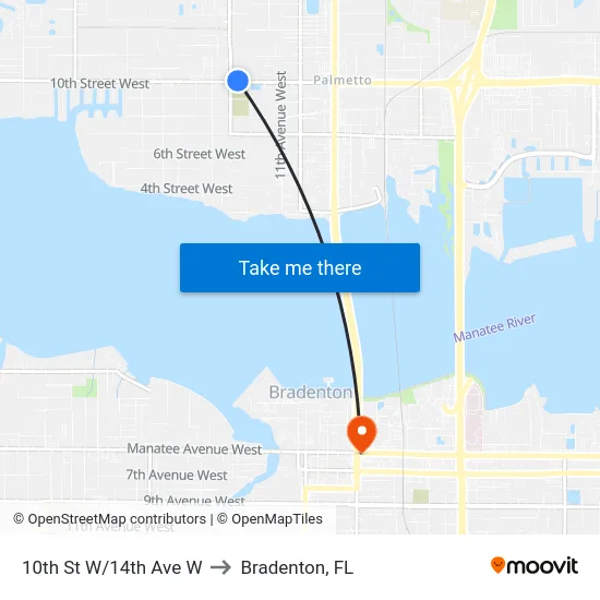 10th St W/14th Ave W to Bradenton, FL map