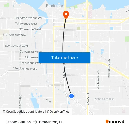 Desoto Station to Bradenton, FL map