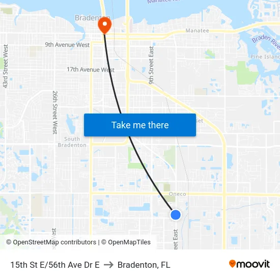 15th St E/56th Ave Dr E to Bradenton, FL map
