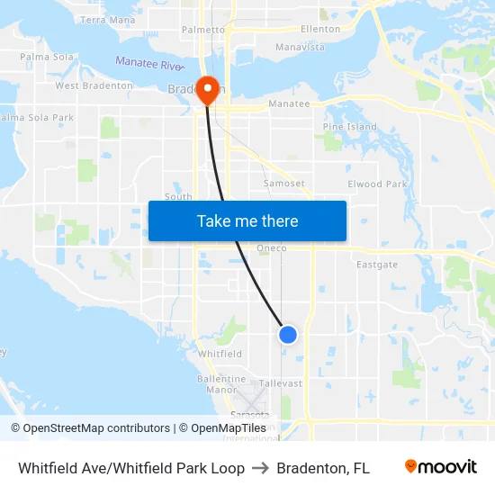 Whitfield Ave/Whitfield Park Loop to Bradenton, FL map