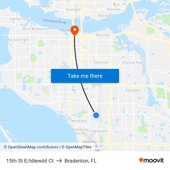 15th St E/Idlewild Ct to Bradenton, FL map