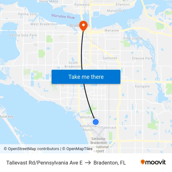 Tallevast Rd/Pennsylvania Ave E to Bradenton, FL map