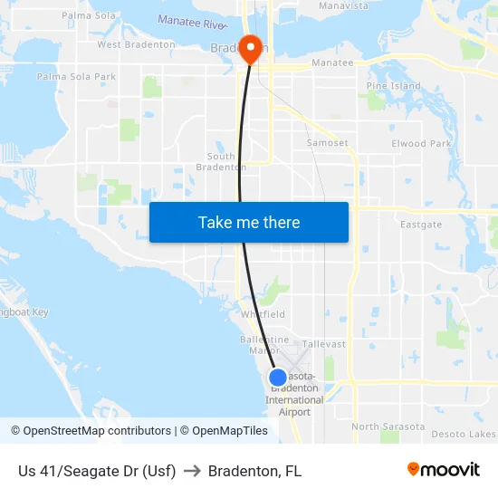 Us 41/Seagate Dr (Usf) to Bradenton, FL map