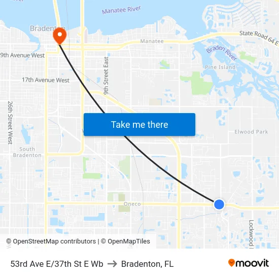 53rd Ave E/37th St E Wb to Bradenton, FL map