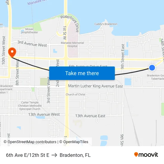 6th Ave E/12th St E to Bradenton, FL map