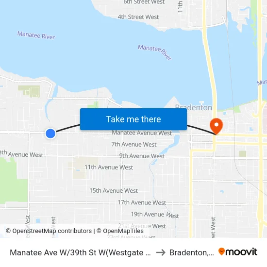 Manatee Ave W/39th St W(Westgate Plaza) to Bradenton, FL map