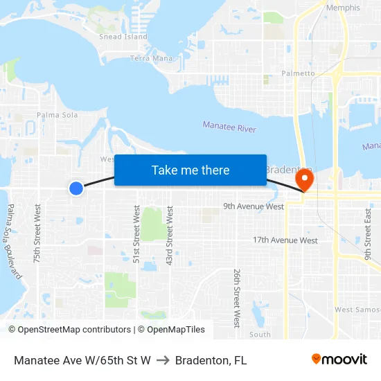Manatee Ave W/65th St W to Bradenton, FL map