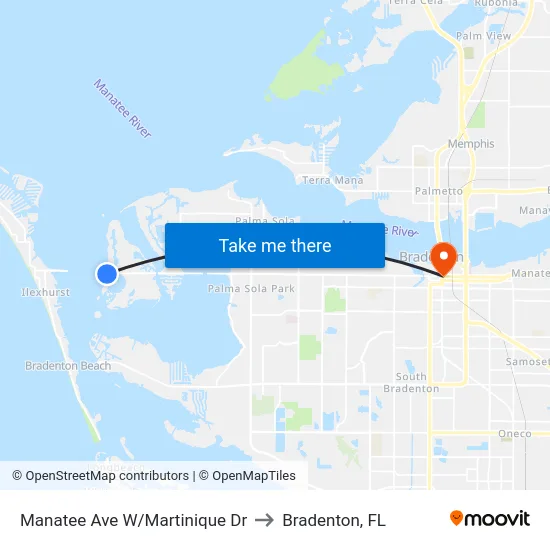 Manatee Ave W/Martinique Dr to Bradenton, FL map