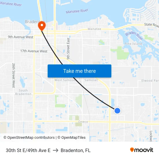 30th St E/49th Ave E to Bradenton, FL map