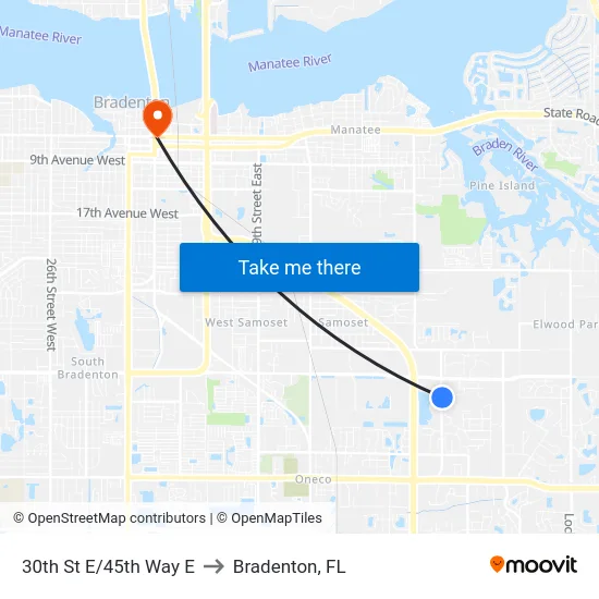 30th St E/45th Way E to Bradenton, FL map