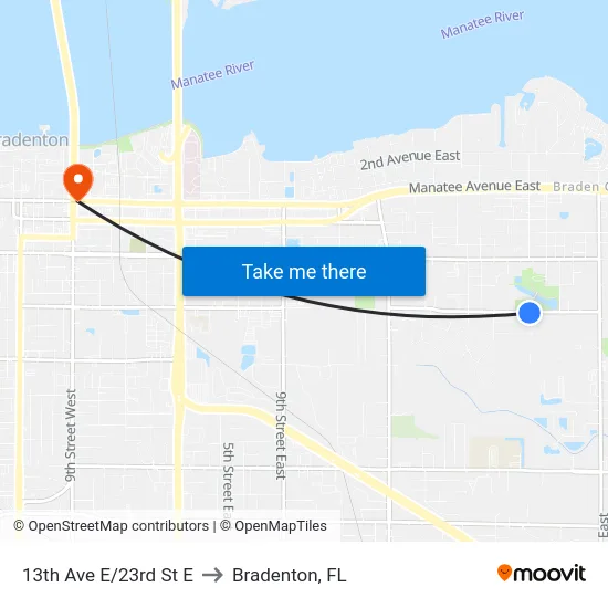 13th Ave E/23rd St E to Bradenton, FL map