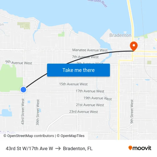 43rd St W/17th Ave W to Bradenton, FL map