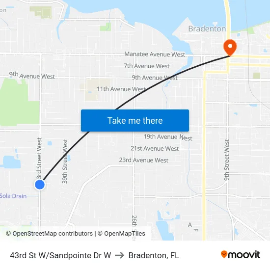 43rd St W/Sandpointe Dr W to Bradenton, FL map