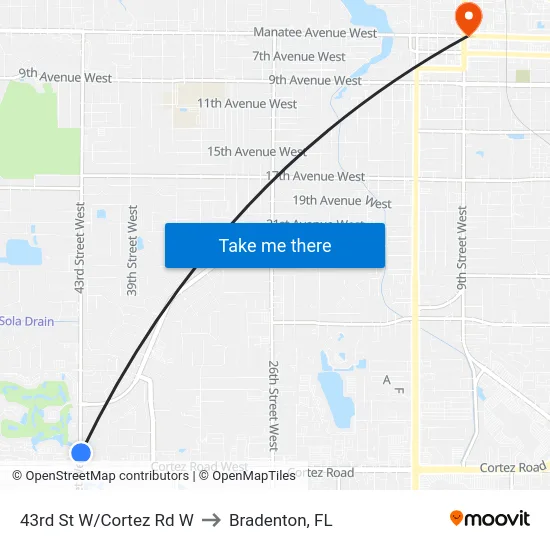 43rd St W/Cortez Rd W to Bradenton, FL map