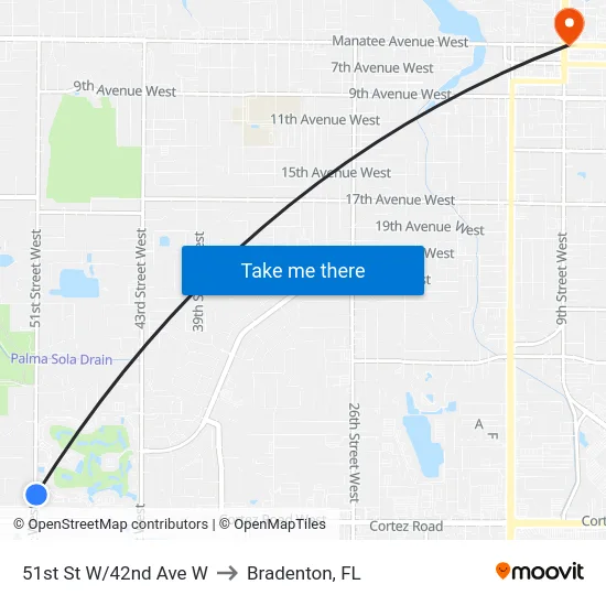 51st St W/42nd Ave W to Bradenton, FL map