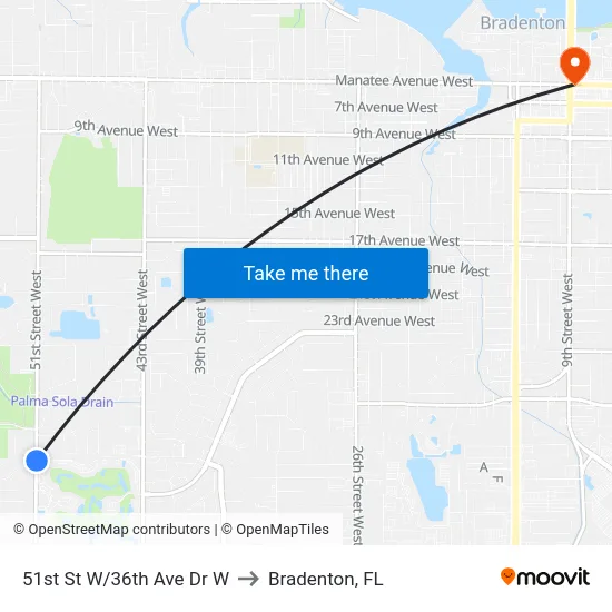 51st St W/36th Ave Dr W to Bradenton, FL map