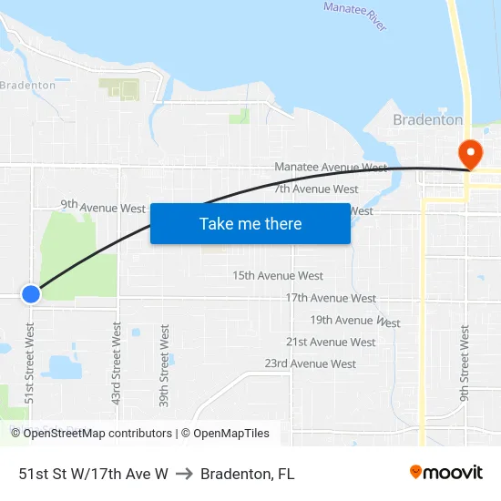 51st St W/17th Ave W to Bradenton, FL map