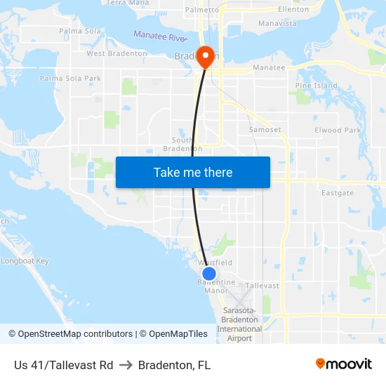 Us 41/Tallevast Rd to Bradenton, FL map