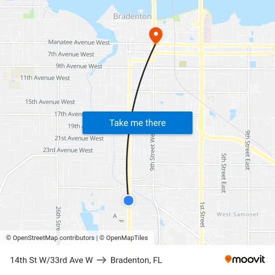 14th St W/33rd Ave W to Bradenton, FL map