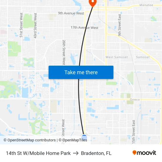 14th St W/Mobile Home Park to Bradenton, FL map