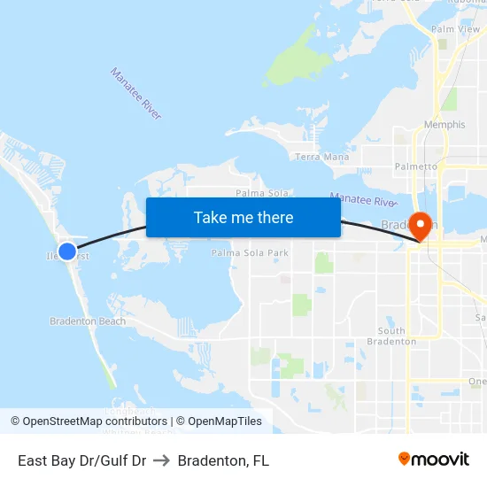 East Bay Dr/Gulf Dr to Bradenton, FL map