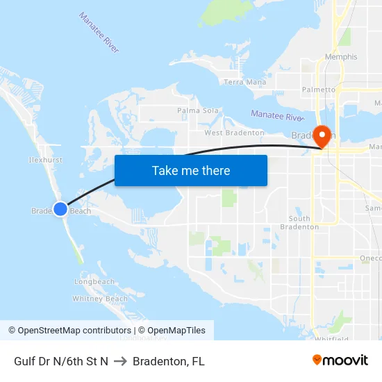 Gulf Dr N/6th St N to Bradenton, FL map