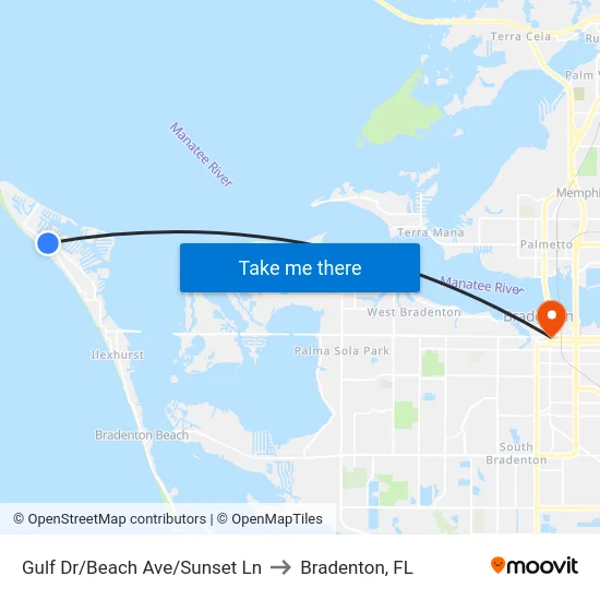 Gulf Dr/Beach Ave/Sunset Ln to Bradenton, FL map