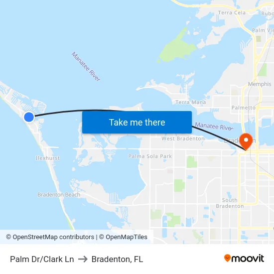 Palm Dr/Clark Ln to Bradenton, FL map