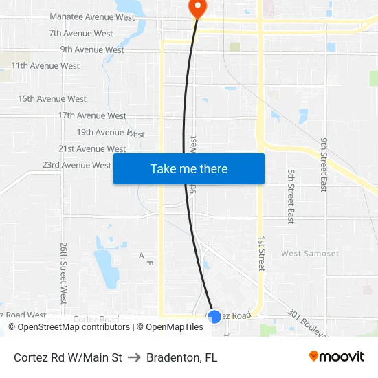 Cortez Rd W/Main St to Bradenton, FL map