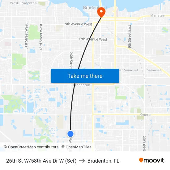 26th St W/58th Ave Dr W (Scf) to Bradenton, FL map