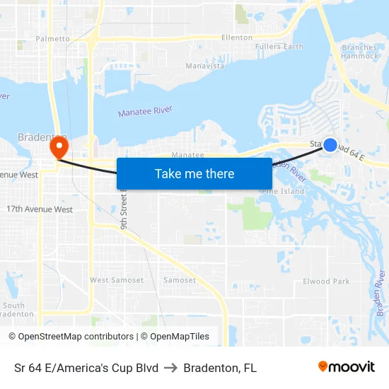 Sr 64 E/America's Cup Blvd to Bradenton, FL map