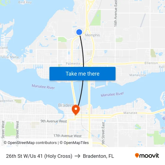 26th St W/Us 41 (Holy Cross) to Bradenton, FL map