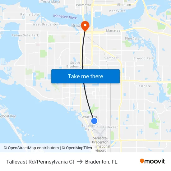 Tallevast Rd/Pennsylvania Ct to Bradenton, FL map