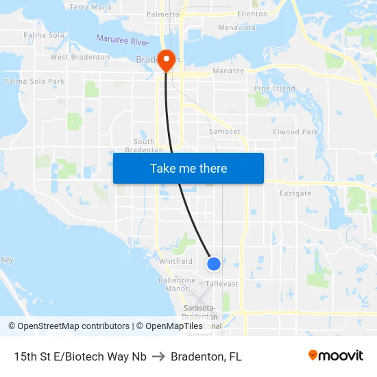 15th St E/Biotech Way Nb to Bradenton, FL map