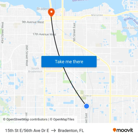 15th St E/56th Ave Dr E to Bradenton, FL map