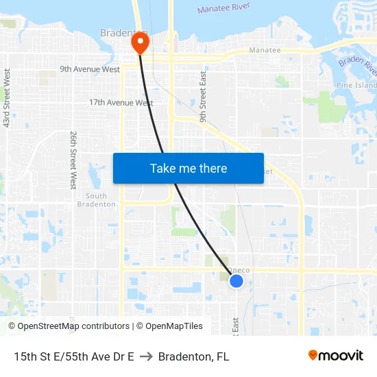 15th St E/55th Ave Dr E to Bradenton, FL map