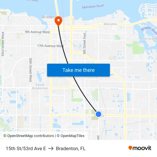 15th St/53rd Ave E to Bradenton, FL map