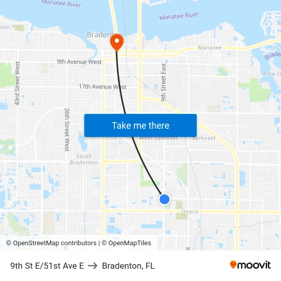 9th St E/51st Ave E to Bradenton, FL map