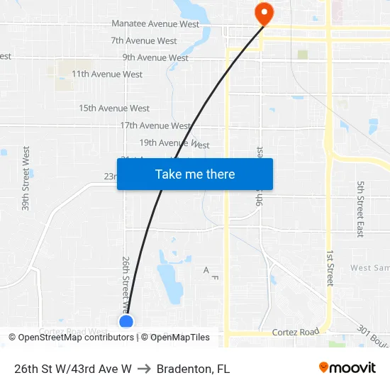 26th St W/43rd Ave W to Bradenton, FL map